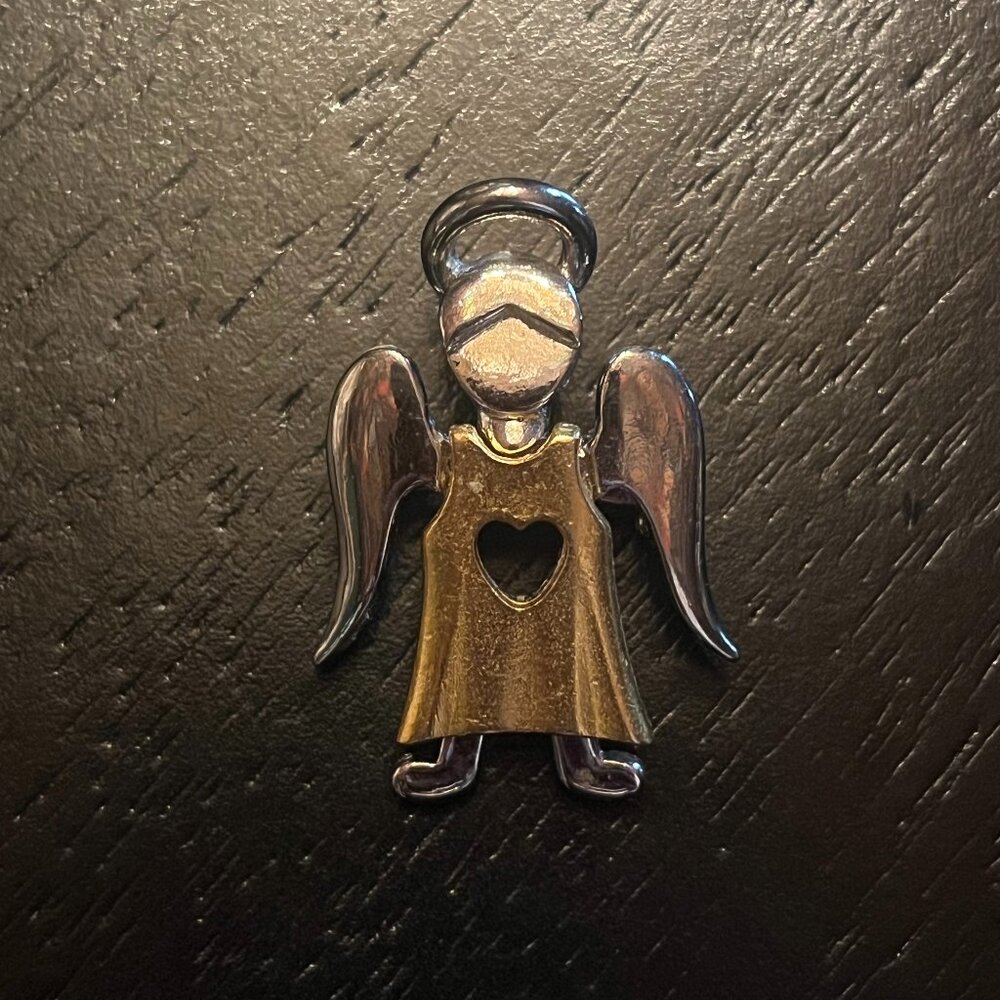 Vintage Gold and Silver Tone Angel Brooch Cookie Lee